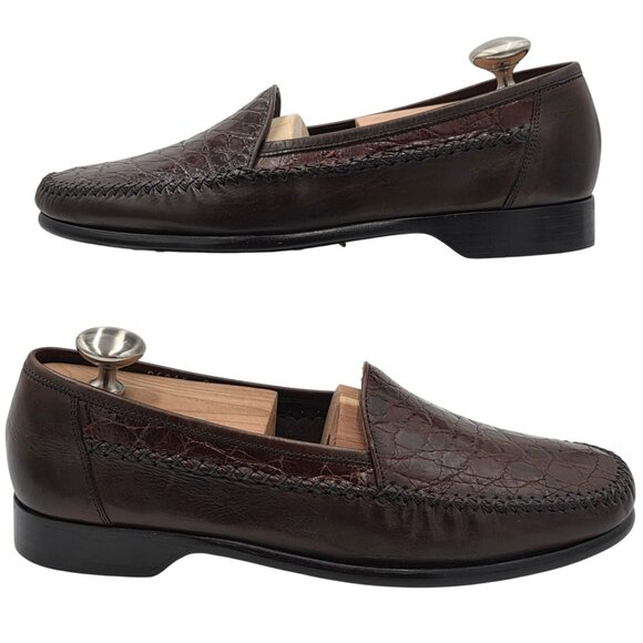 Worn once? Vintage Bragano Exotic Alligator Italy Loafers Mens 8.5M Dress Shoes main image 5